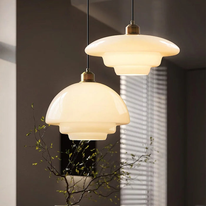 Sleek White Glass Hanging Light for Contemporary Spaces