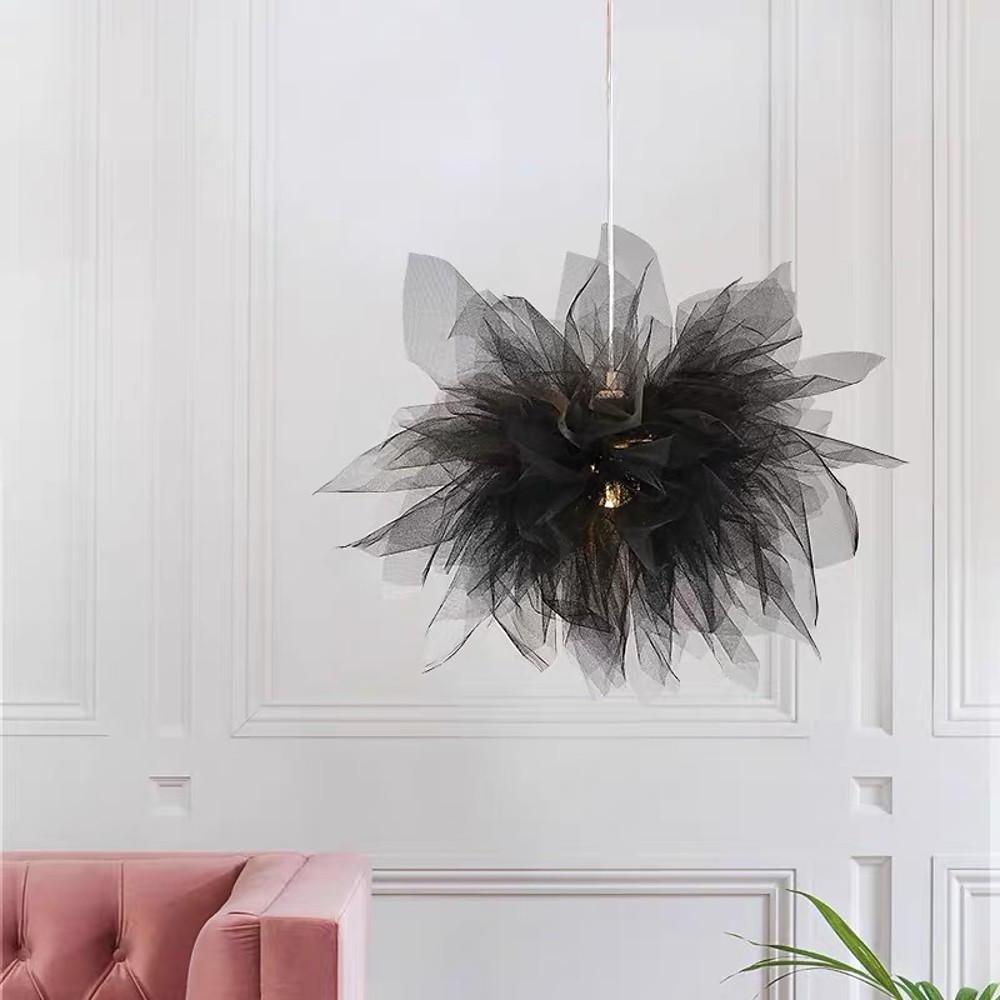 20'' LED 1-Light Lantern Desgin Pendant Light Modern Metal Fabric Island Lights-dazuma