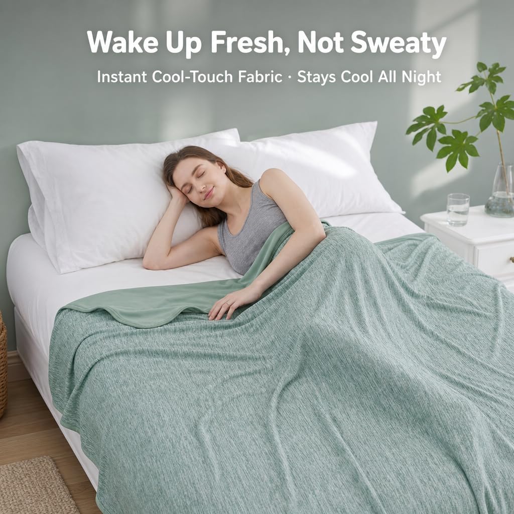 Queen Size Lightweight Cooling Blanket for Hot Sleepers with Q-Max >0.4