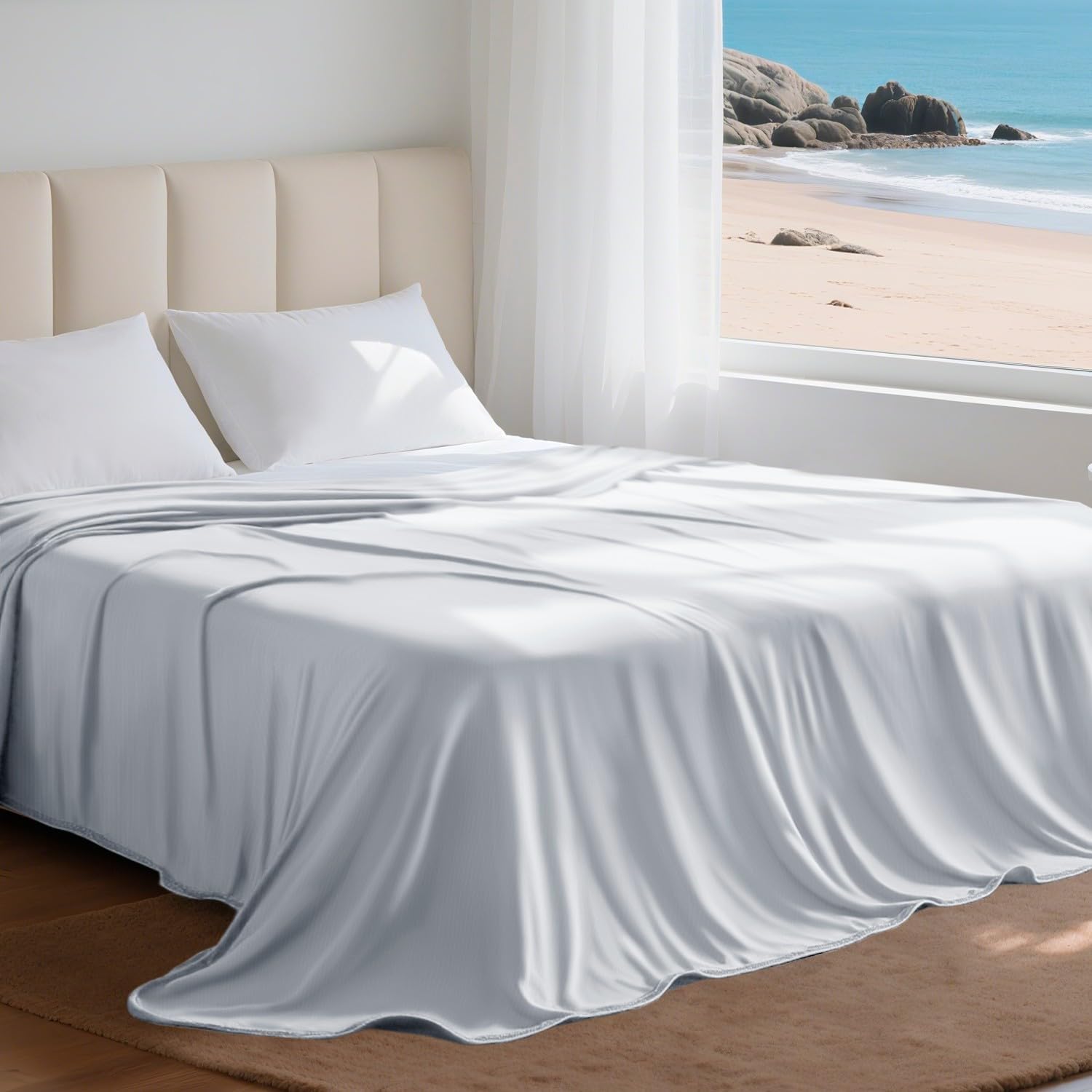 Queen Size Lightweight Cooling Blanket for Hot Sleepers with Q-Max >0.4