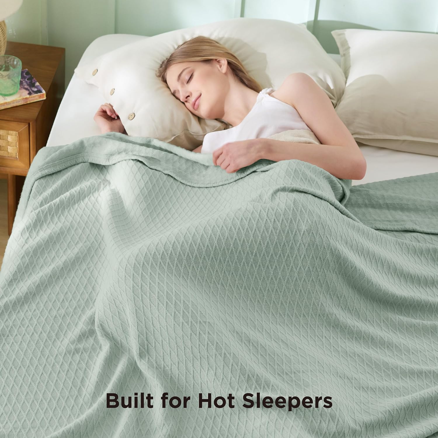 Cooling Bamboo Rayon Throw Blanket for Hot Sleepers - Lightweight Summer Comfort