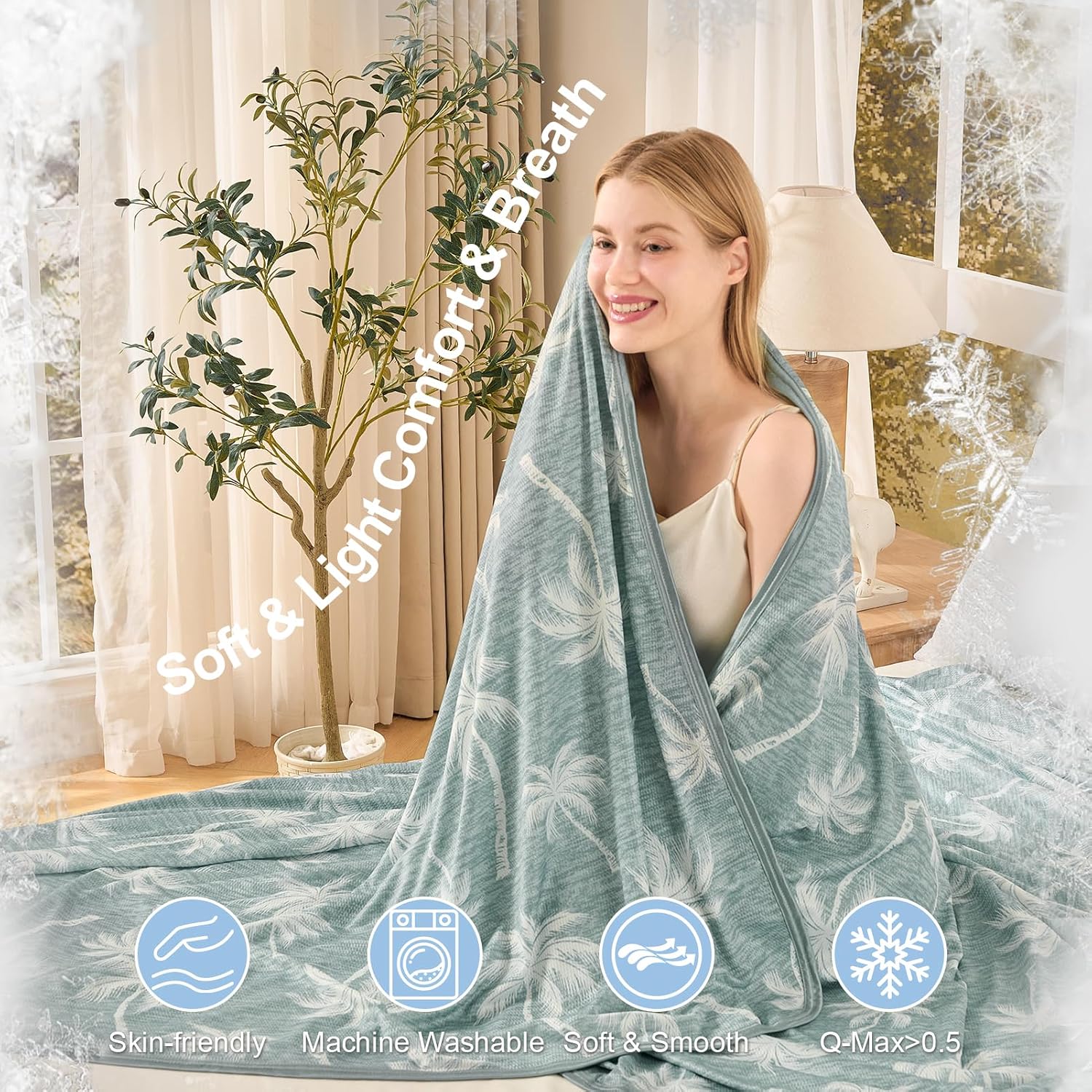 Cooling Blanket for Hot Sleepers - Lightweight Summer Throw with Breathable Fabric