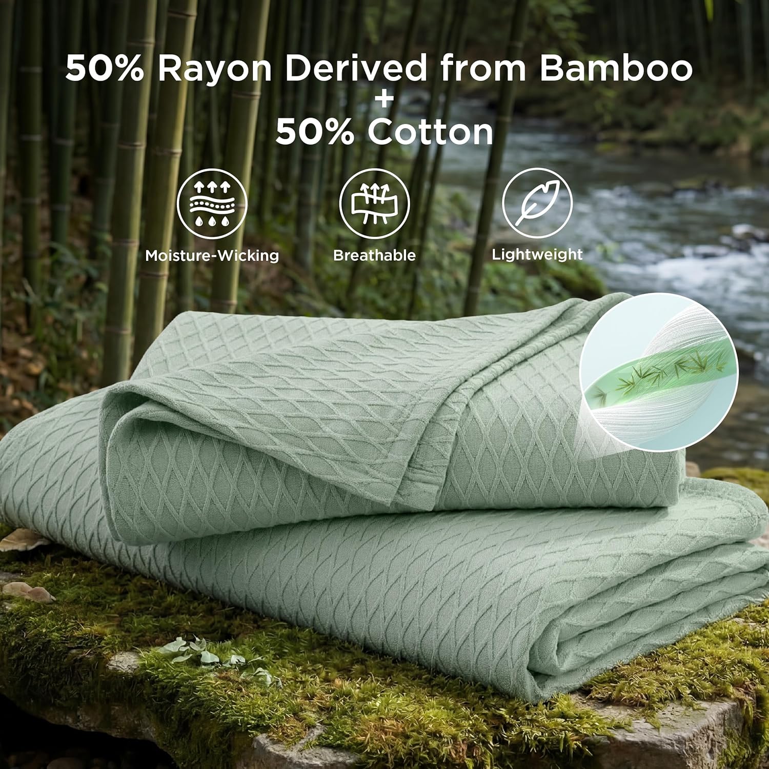 Cooling Bamboo Rayon Throw Blanket for Hot Sleepers - Lightweight Summer Comfort