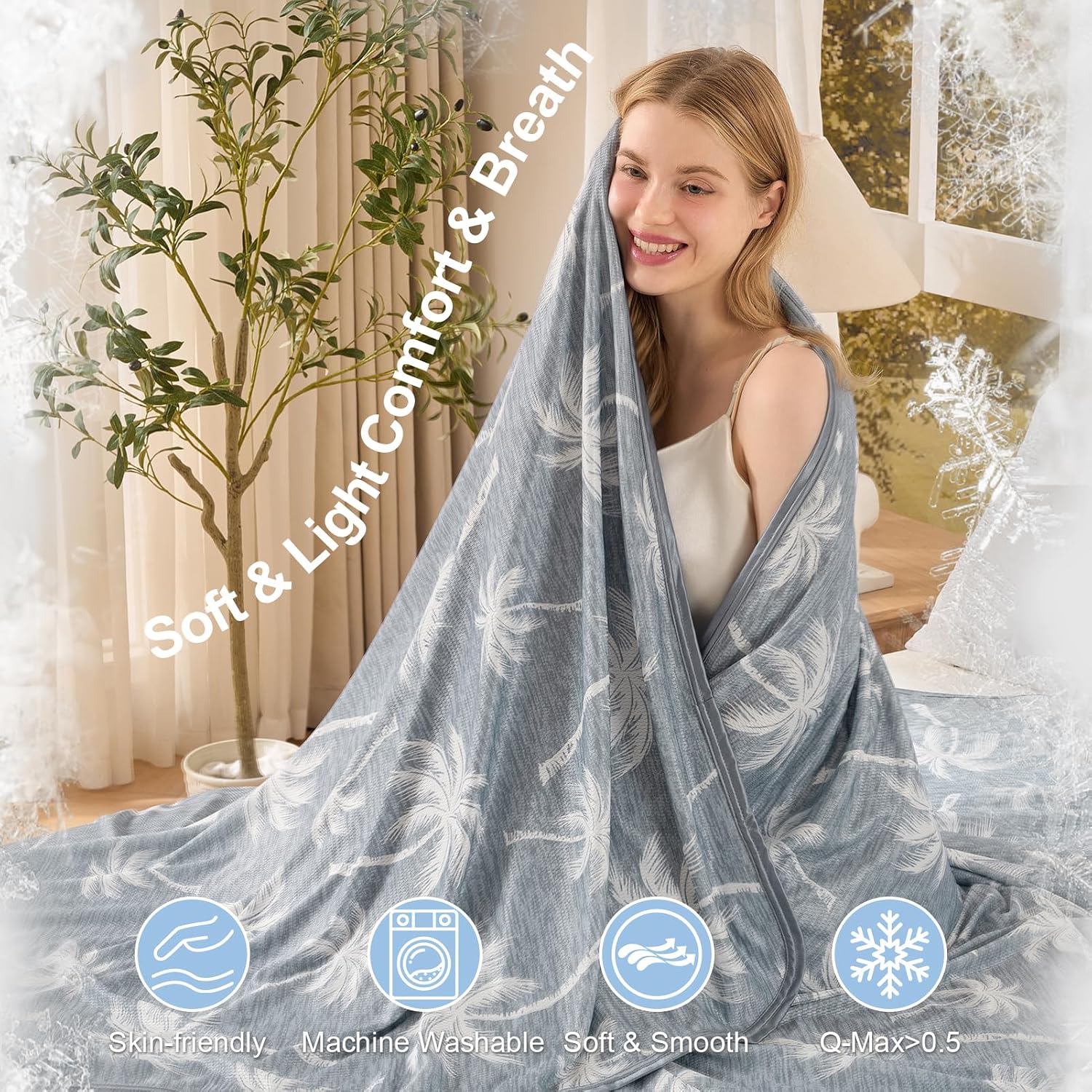 Cooling Blanket for Hot Sleepers - Lightweight Summer Throw with Breathable Fabric