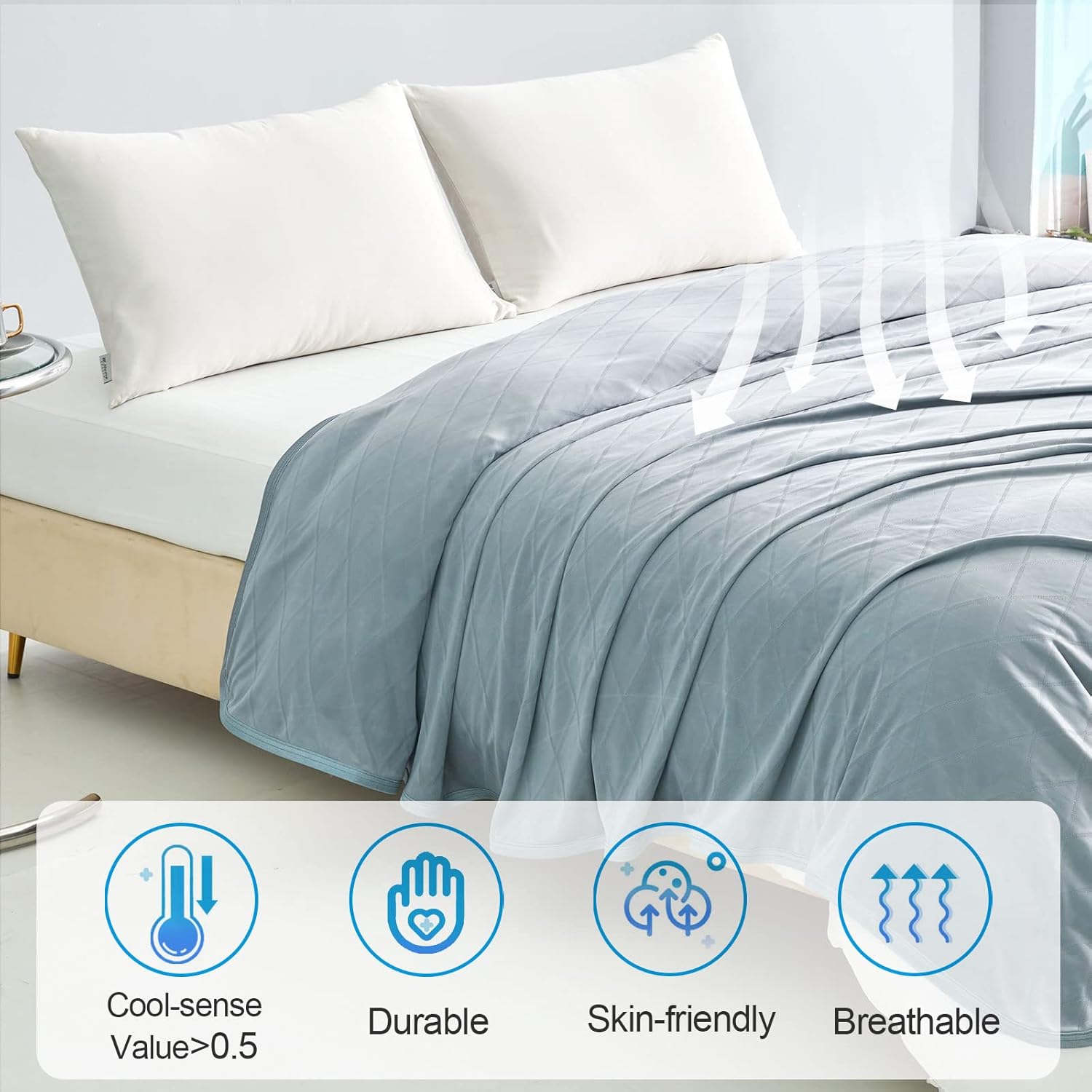 Lightweight Double-Sided Cooling Blanket for Hot Sleepers – Breathable Summer Throw