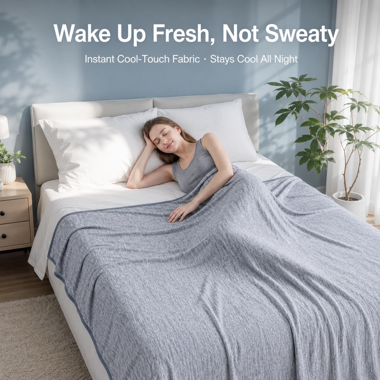 Queen Size Lightweight Cooling Blanket for Hot Sleepers with Q-Max >0.4