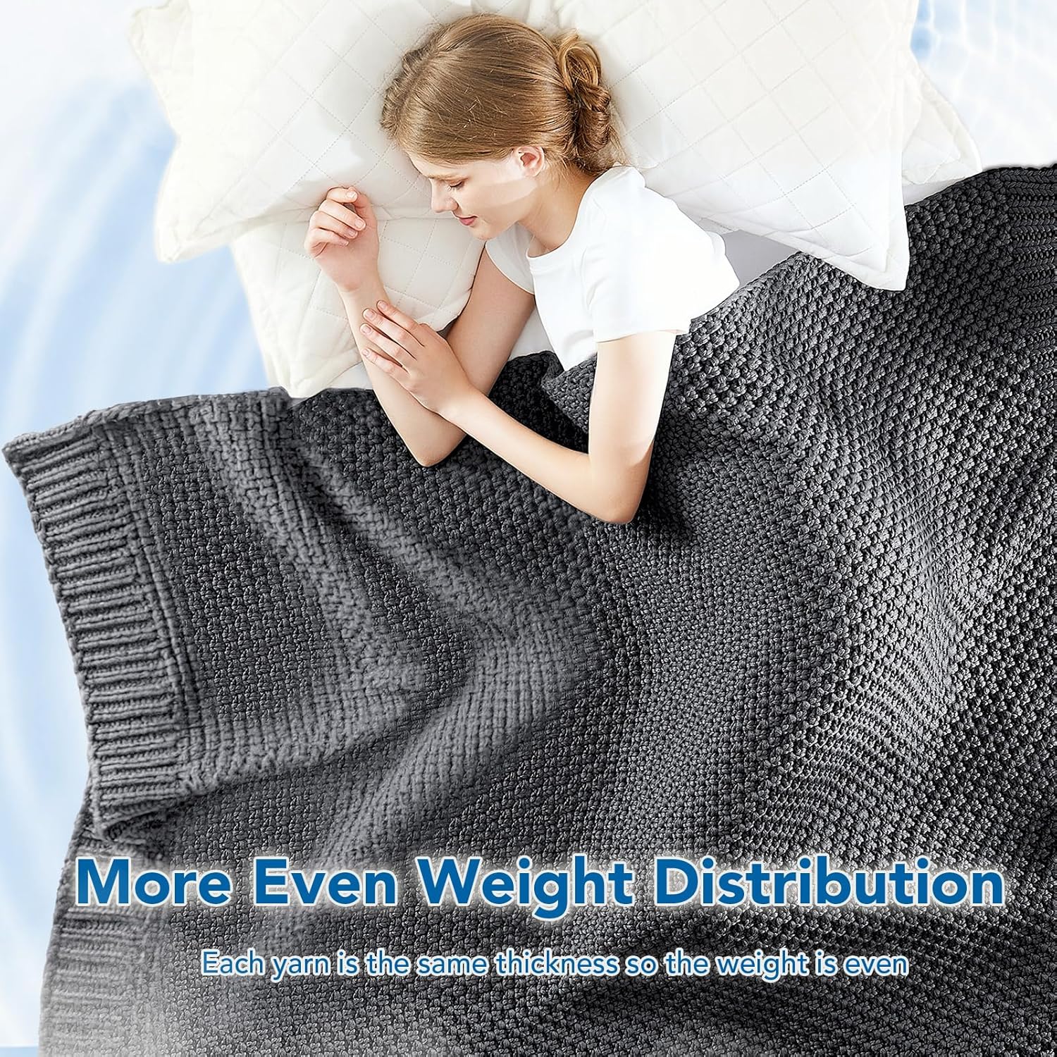 Soft Knitted Weighted Blanket with Cooling Microfiber for Year-Round Comfort