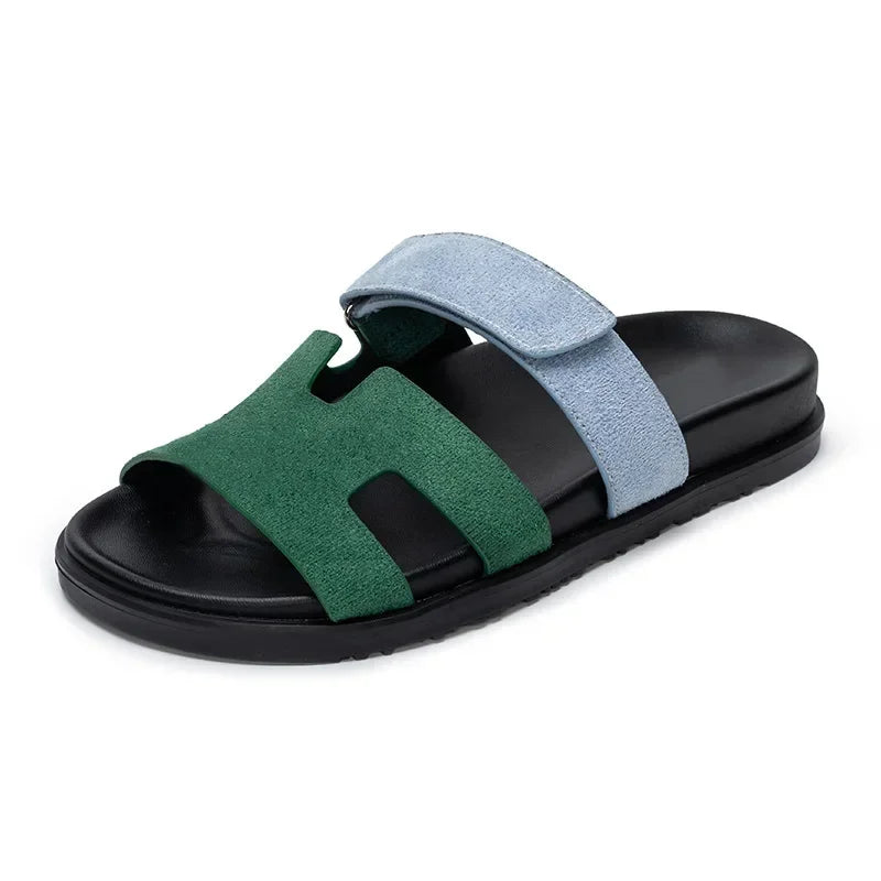 Women’s Slip-On Sandals | Dual Wide Straps with H-Cutout Design | Premium Soft Materials | Comfortable Fit