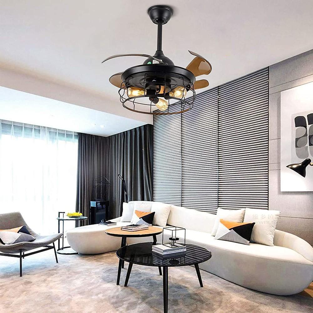 43'' LED 5-Light Lantern Desgin Ceiling Fan Vintage Artistic ABS Metal Industrial Lantern Vintage Style Ceiling Fan Lights