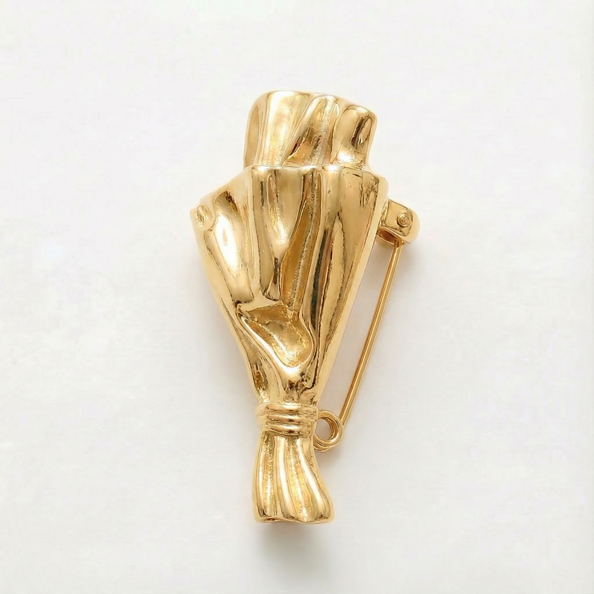 Brooch in Flower Vase Design for Fresh Stems with Narrow Opening