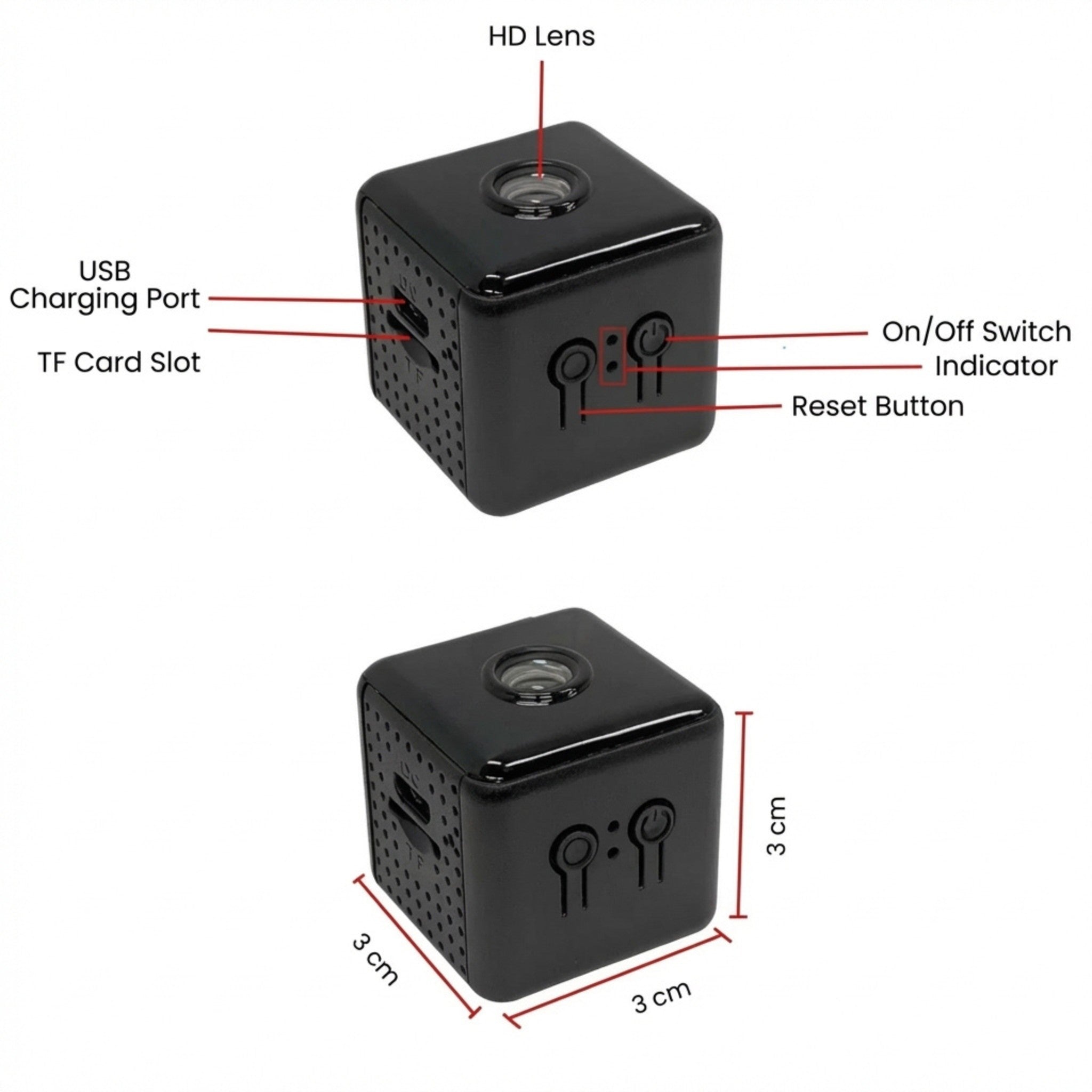 Compact Wireless Camera with Night Vision and Motion Sensor