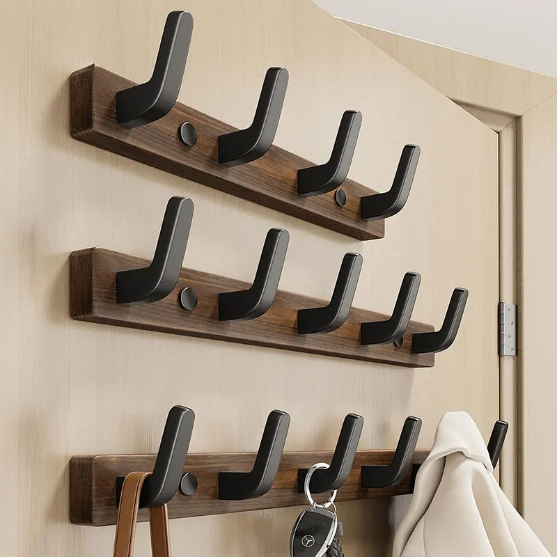 Wall-Mounted Coat Hook in Wood and Metal - Minimalist Design