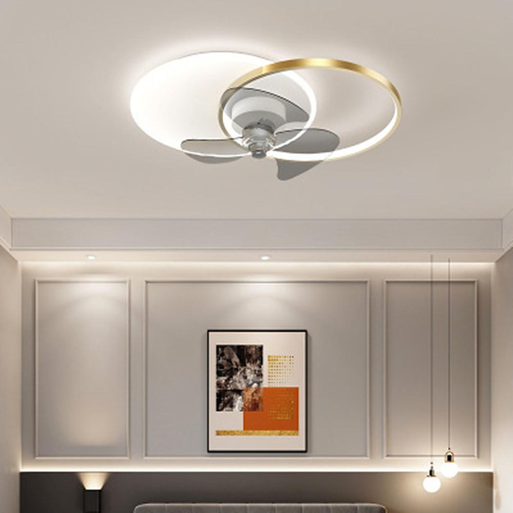 24'' LED Circle Flush Mount Ceiling Fan Lights Dimmable with Remote Control Bedroom Ceiling Fan