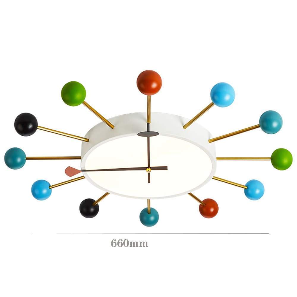 24 Inches Colorful LED Round Flush Mount Taavita Ball Clock Ceiling Light