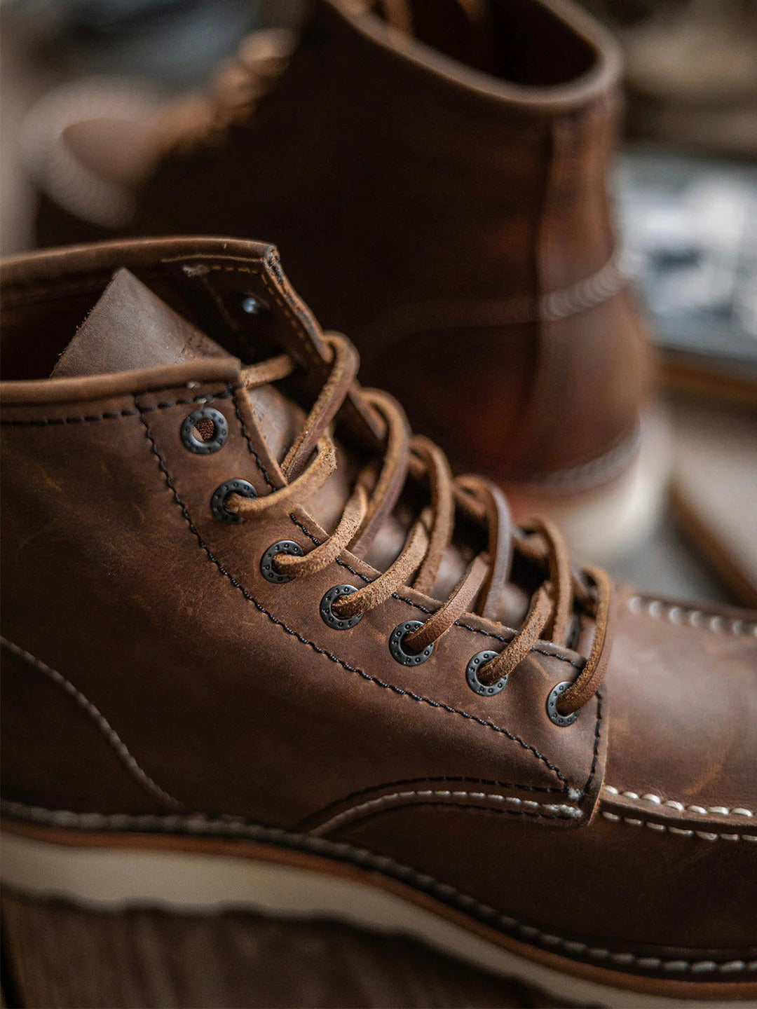 Durable Full Grain Leather Classic Work Boots for Men