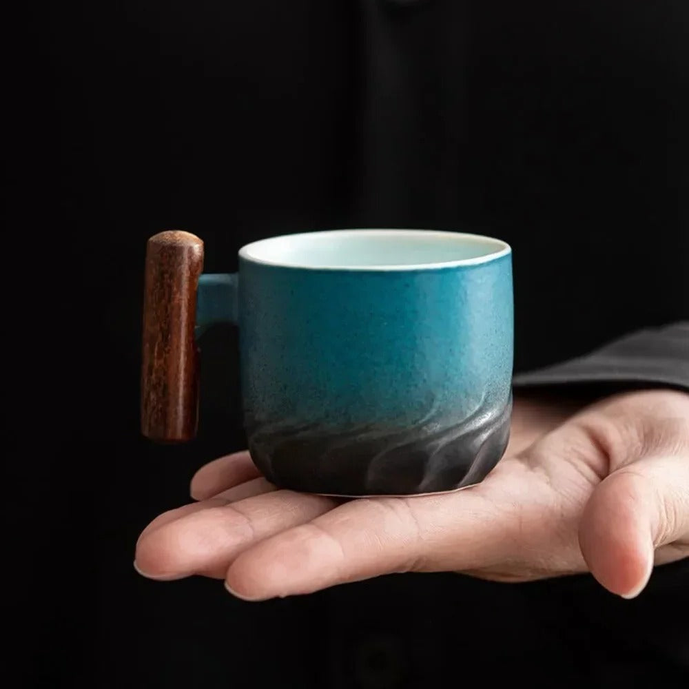 Espresso Cups with Wooden Handle - Vintage Style