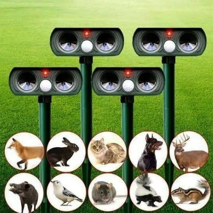 Solar-Powered Motion-Activated Animal Repeller for Gardens