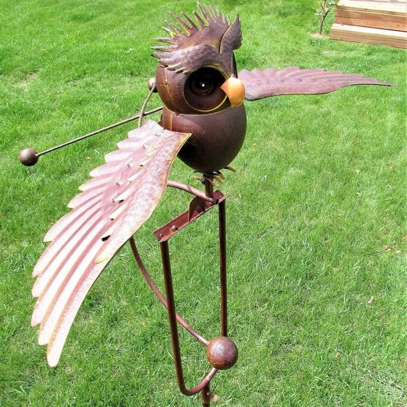 Dynamic Feathered Windmill Garden Sculpture