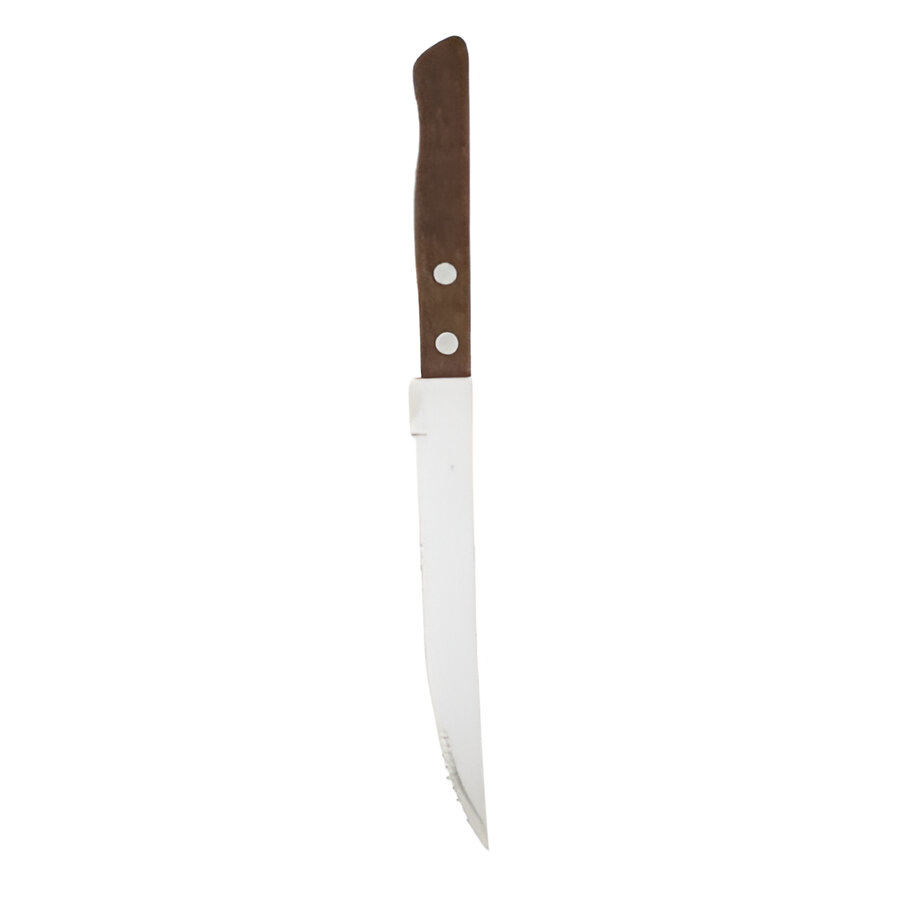 Elegant Stainless Steel Steak Knife Collection with Wooden Grip