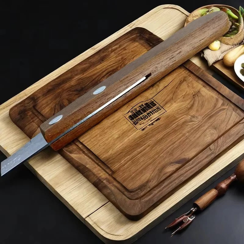 Elegant Stainless Steel Steak Knife Collection with Wooden Grip