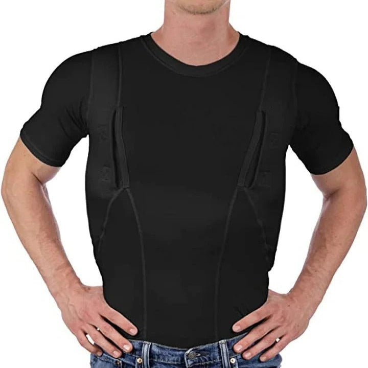 Men's and Women's Concealed Carry Compression Shirt with Hidden Pockets