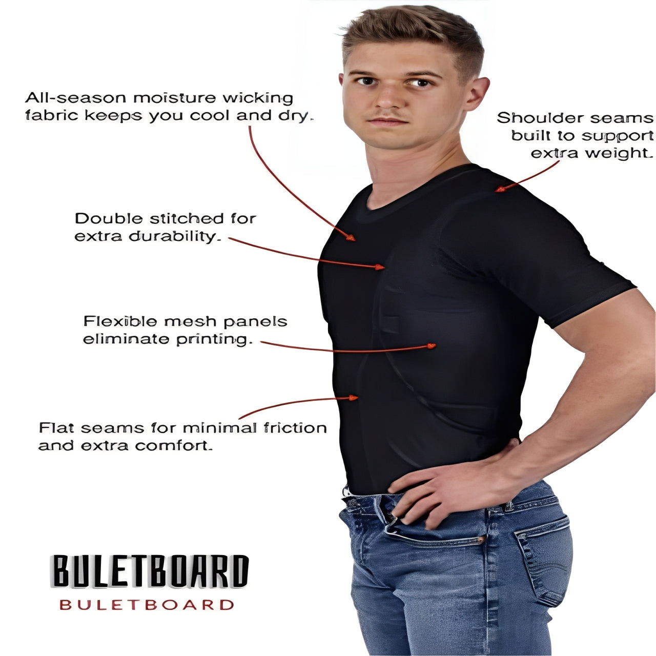 Men's and Women's Concealed Carry Compression Shirt with Hidden Pockets