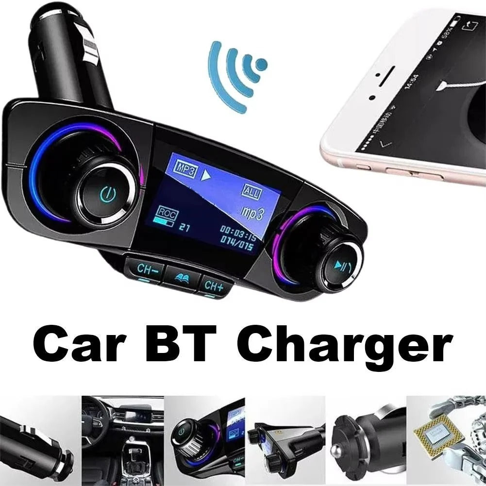Smart Car Audio Transmitter with Dual USB Power Ports