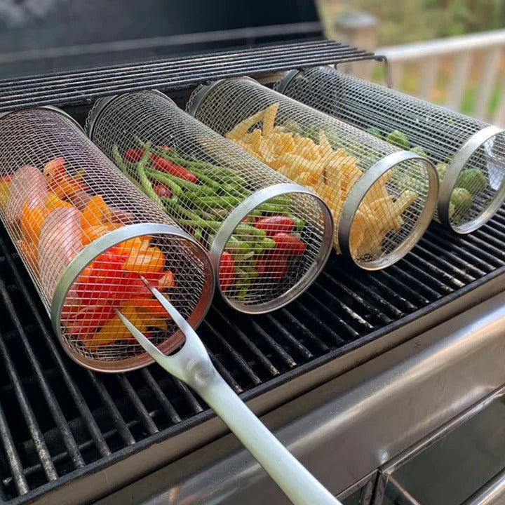 360° Rotating Grill Basket for Effortless Cooking