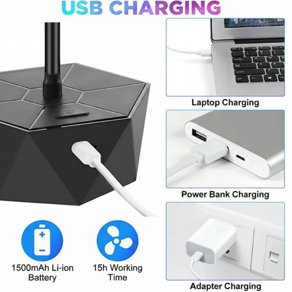 Rechargeable Insect-Repelling Fan for Outdoor Fun