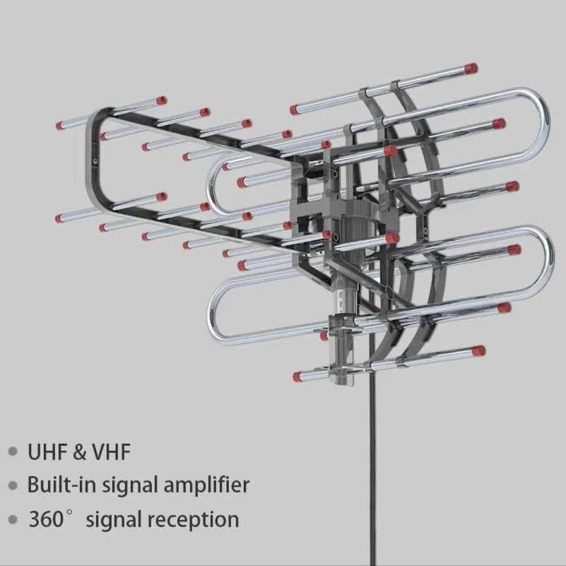 Versatile Outdoor TV Antenna with Dual Frequency and 360° Rotation