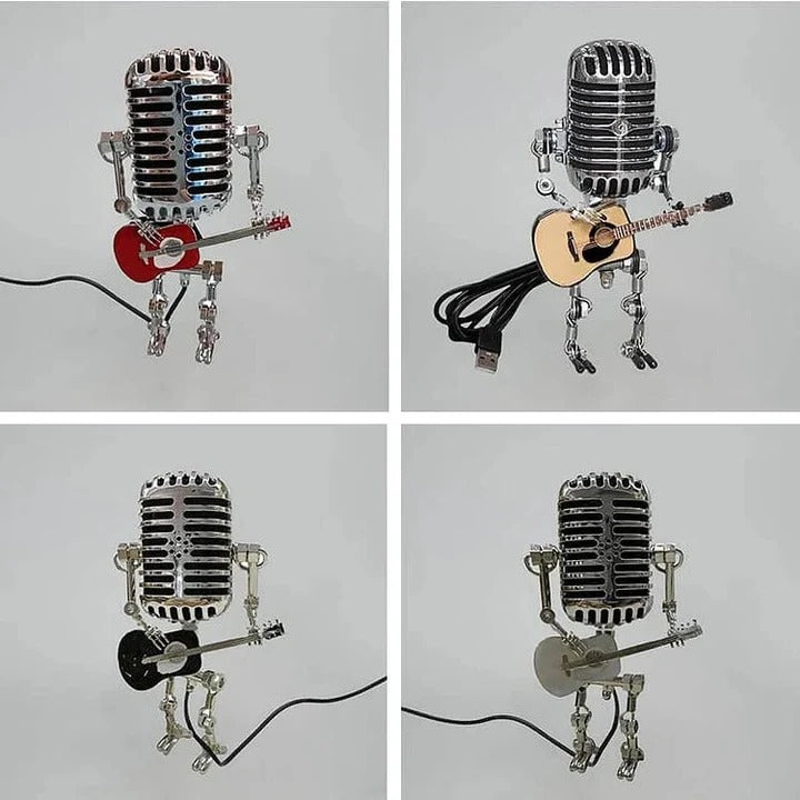 Whimsical Robot Desk Light with Guitar and Microphone