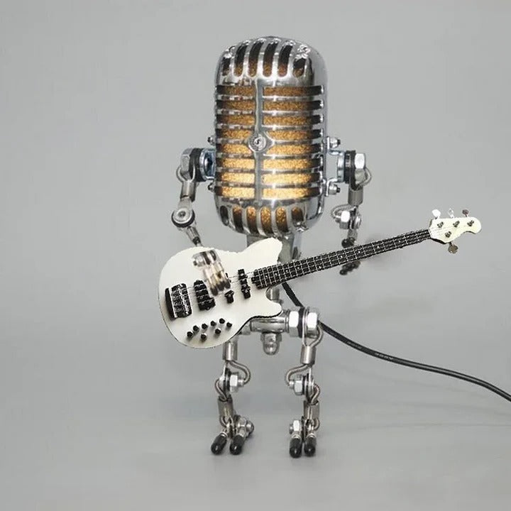 Whimsical Robot Desk Light with Guitar and Microphone