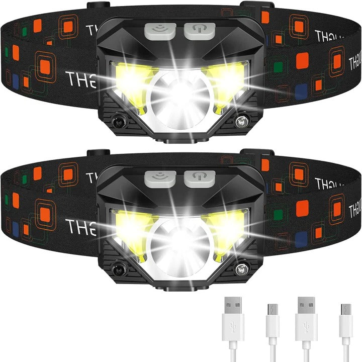 Motion-Sensing Rechargeable Headlamps - Pack of 2