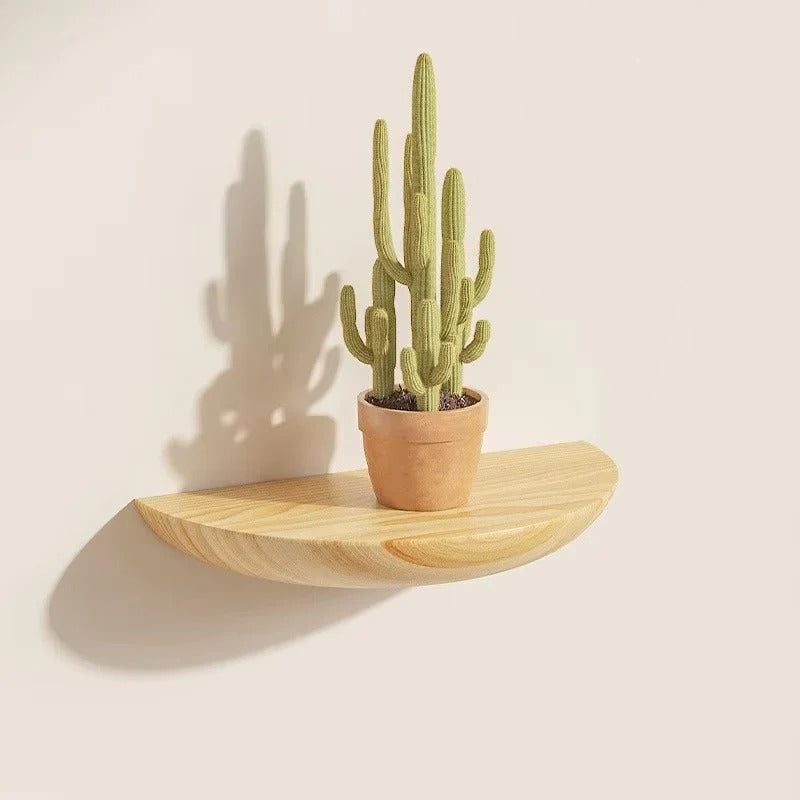 Curved Natural Wood Floating Display Shelf