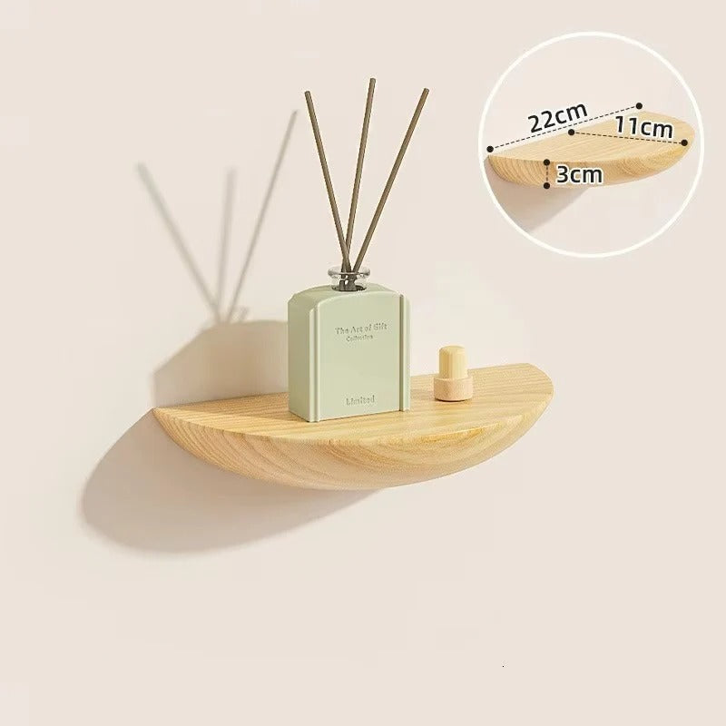 Curved Natural Wood Floating Display Shelf