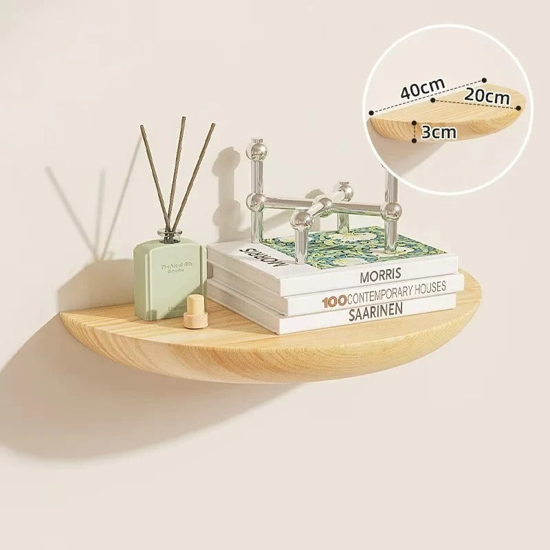 Curved Natural Wood Floating Display Shelf