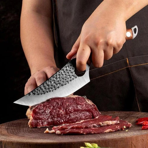 Handcrafted Kitchen Chef Knife with Ergonomic Wooden Grip