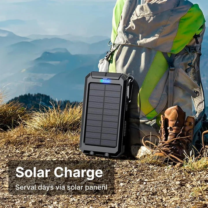 Compact Solar Charging Power Bank with Dual USB Ports