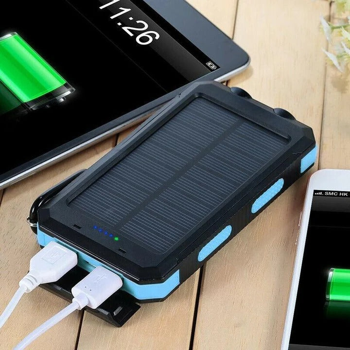 Compact Solar Charging Power Bank with Dual USB Ports