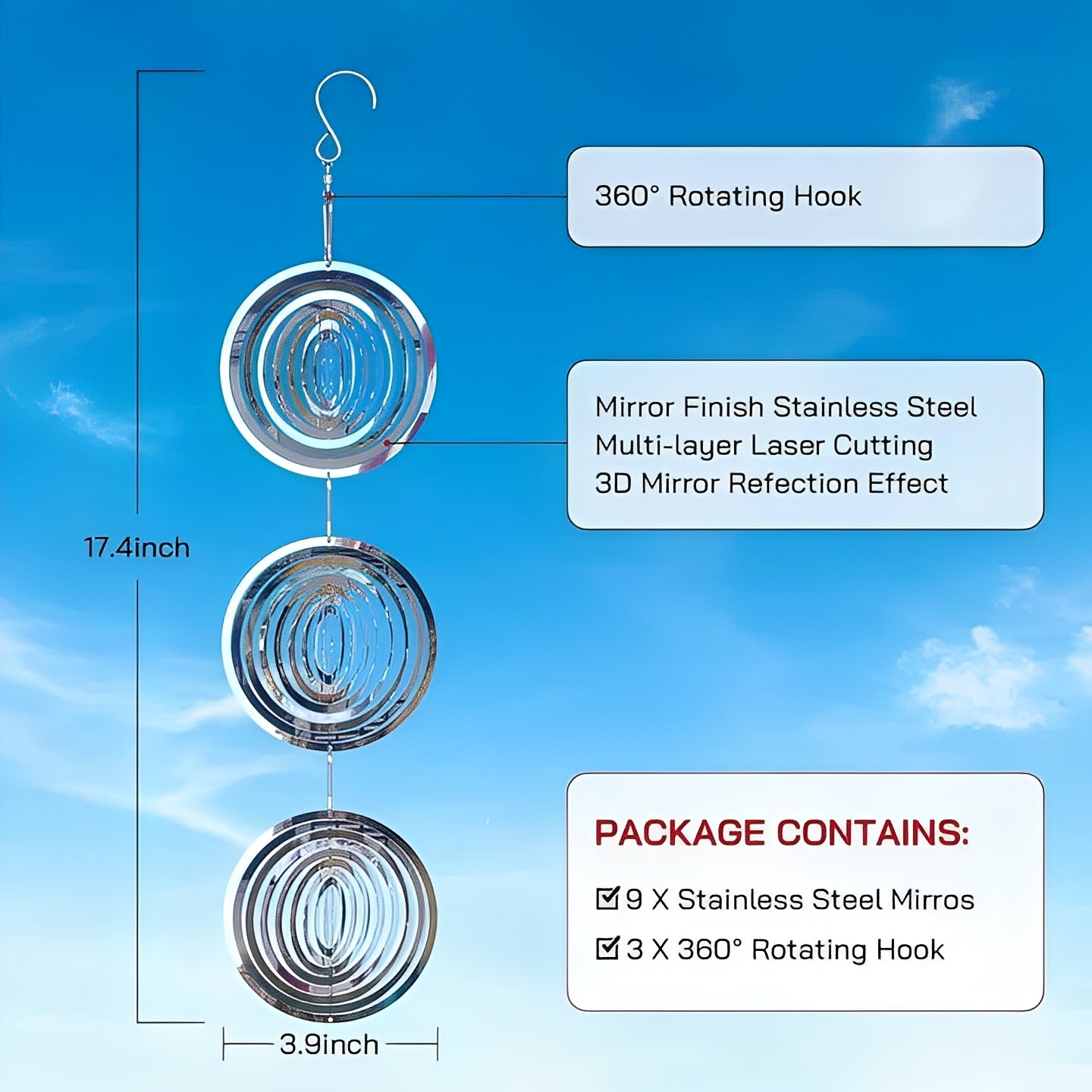 Shimmering Bird Repellent Device - Set of 3 Reflective Tools