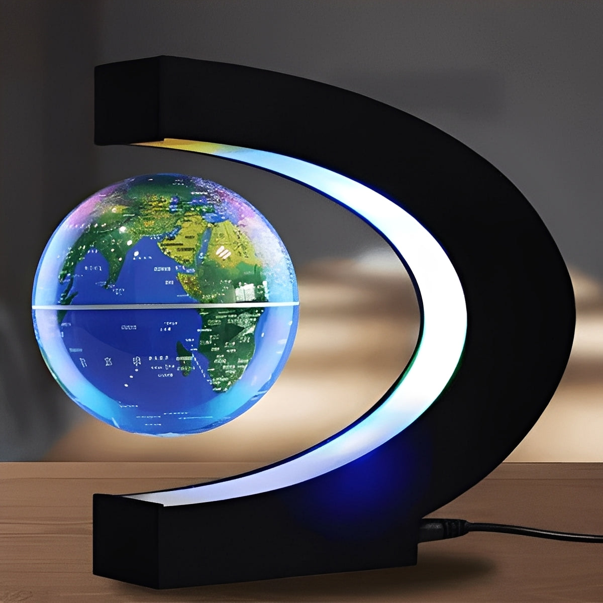 Floating World Globe with LED Illumination for Home or Office