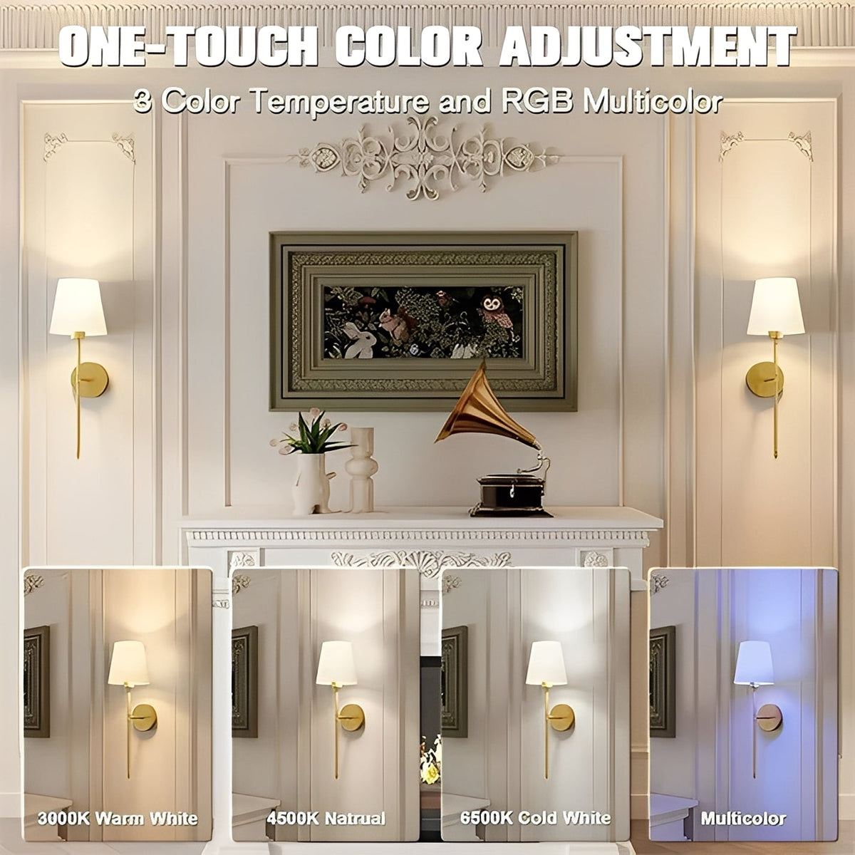 Versatile Wireless Wall Lamps with Customizable Lighting – Set of 2