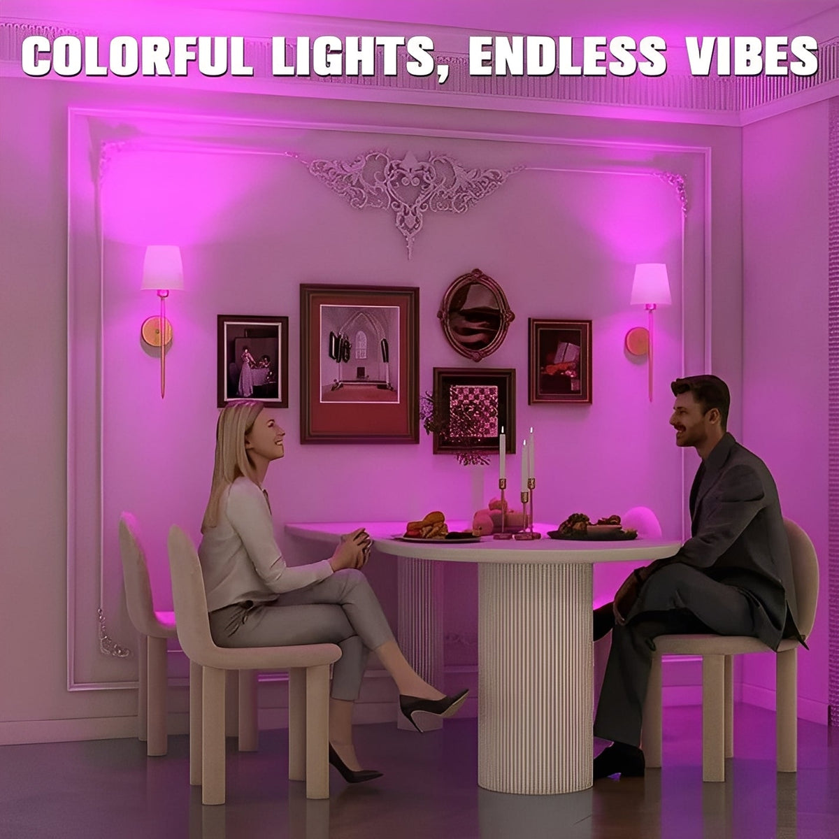 Versatile Wireless Wall Lamps with Customizable Lighting – Set of 2