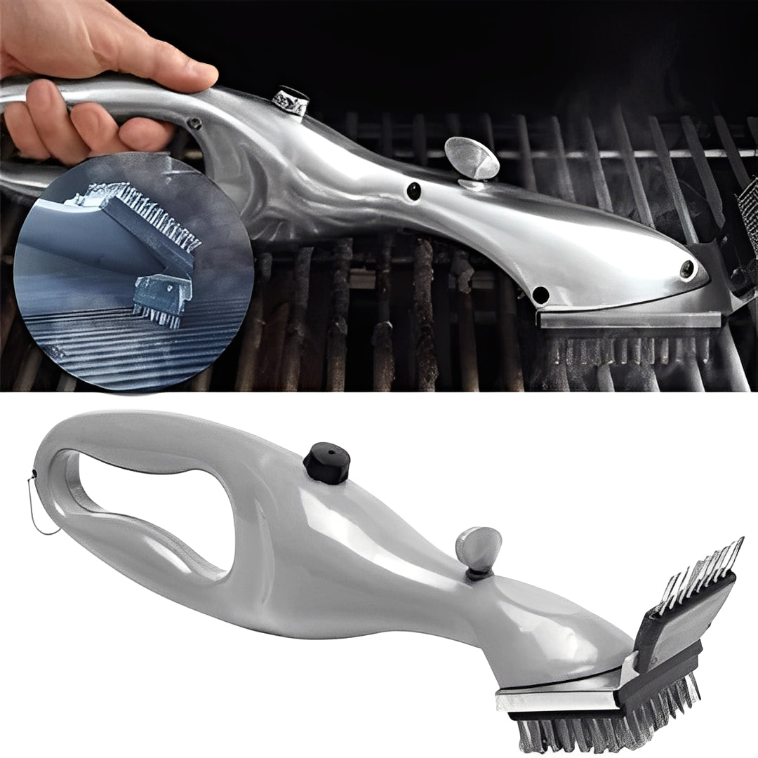 Steam-Enhanced Grill Cleaning Brush with Removable Heads
