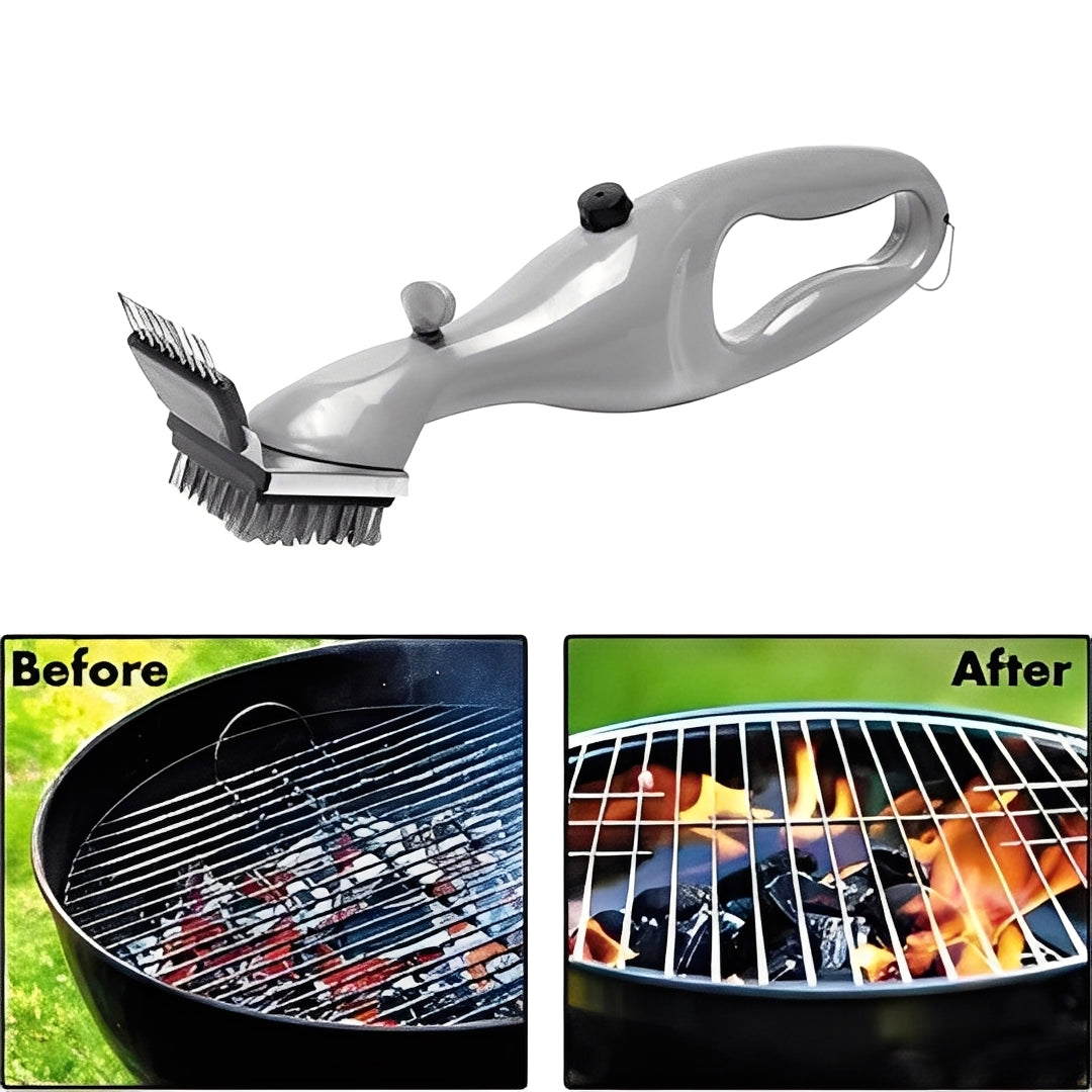 Steam-Enhanced Grill Cleaning Brush with Removable Heads