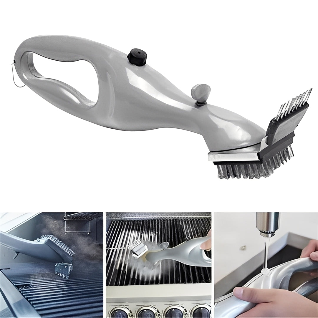 Steam-Enhanced Grill Cleaning Brush with Removable Heads