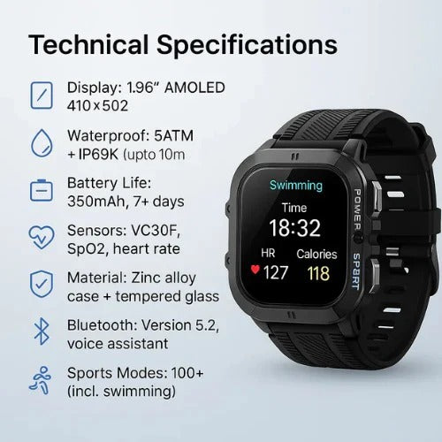 Bluetooth-Compatible Sports Timepiece for Active Lifestyles