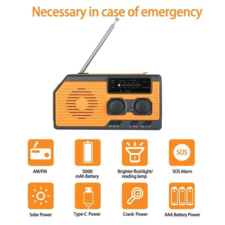 Multi-Powered Emergency Radio with 5000mAh Portable Charger