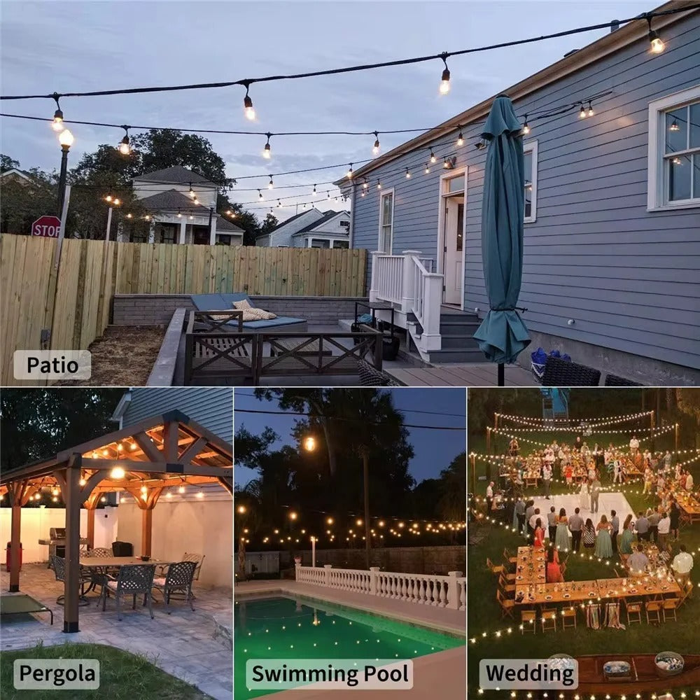 Charming Outdoor LED Fairy Lights with Vintage Bulbs
