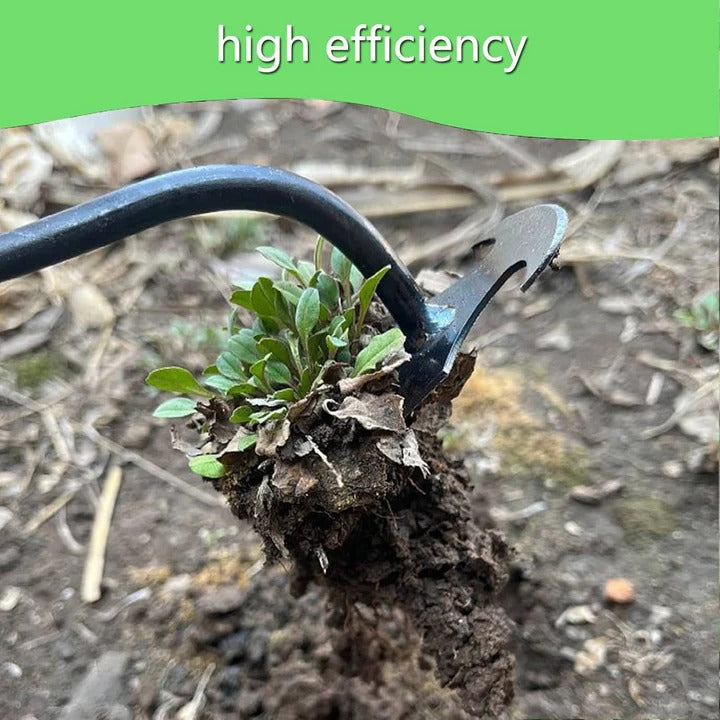 Ergonomic Handheld Weed Extractor with Steel Tines for Garden Use